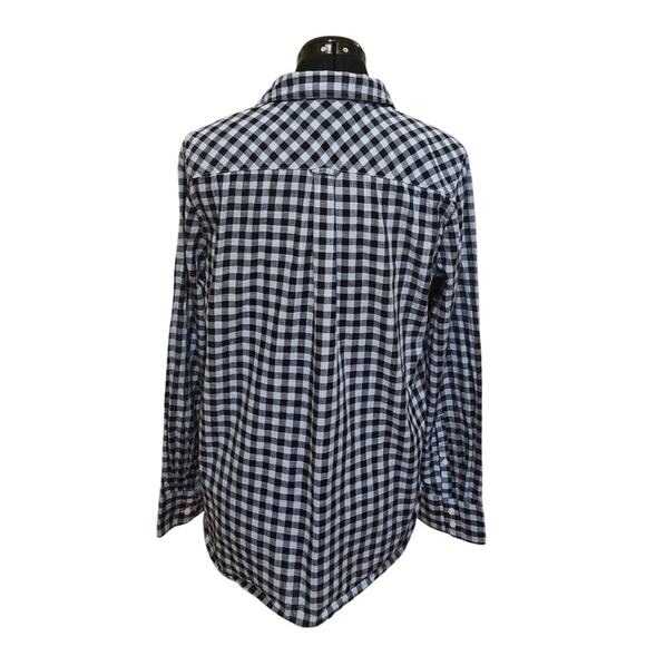J Crew Boyfriend Light Weight Woven Cotton Gingham Checkered Blue Shirt Medium - Picture 5 of 9
